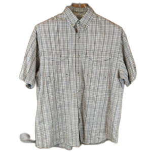 Columbia Vented Button Up Shirt Plaid Brown Outdoor Fishing Shirt  MED
